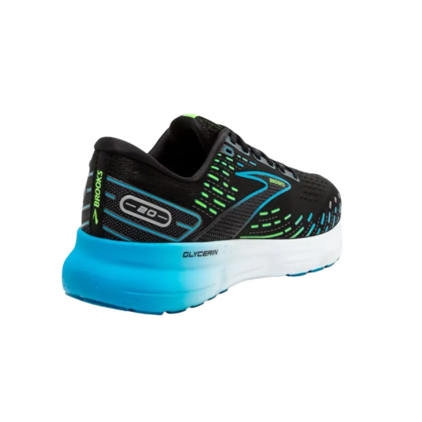 Men’s Glycerin 20 – Black/Hawaiian Ocean/Green (D Width)