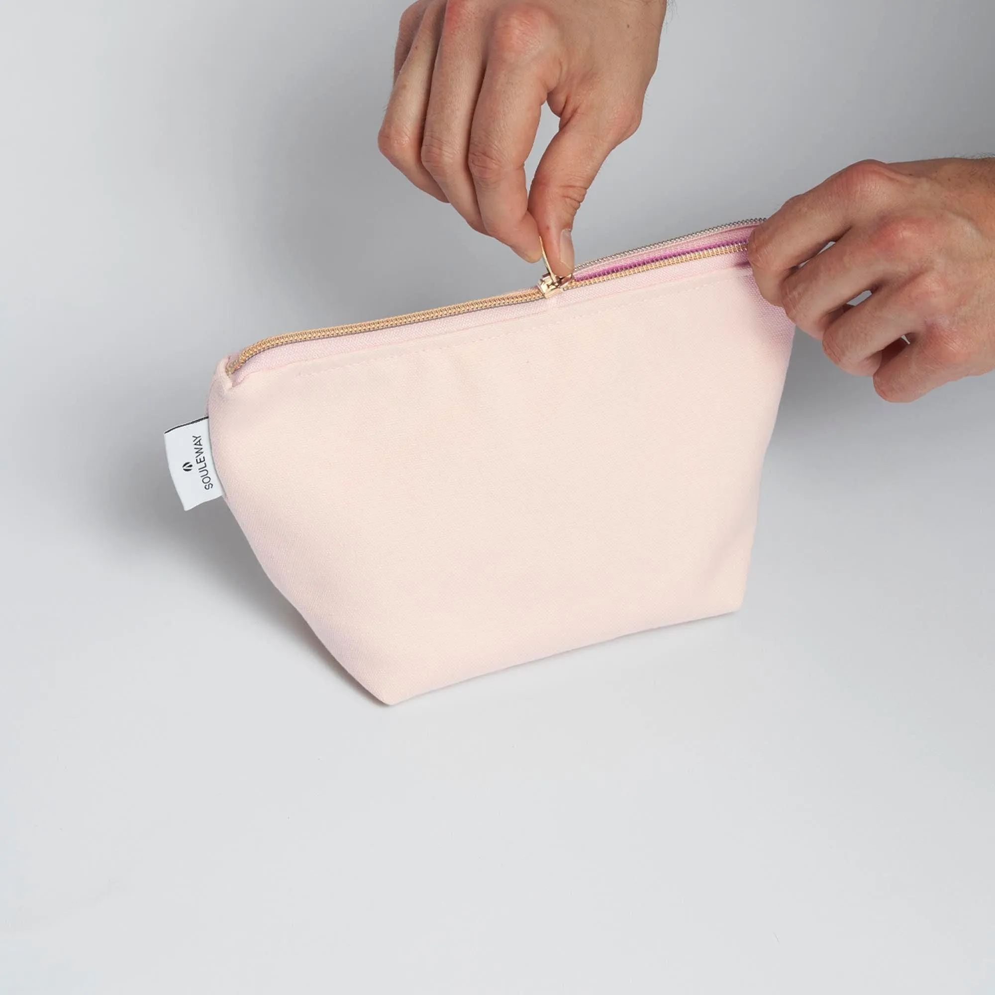 Natural Cotton Canvas Cosmetic Bag | Blush Pink
