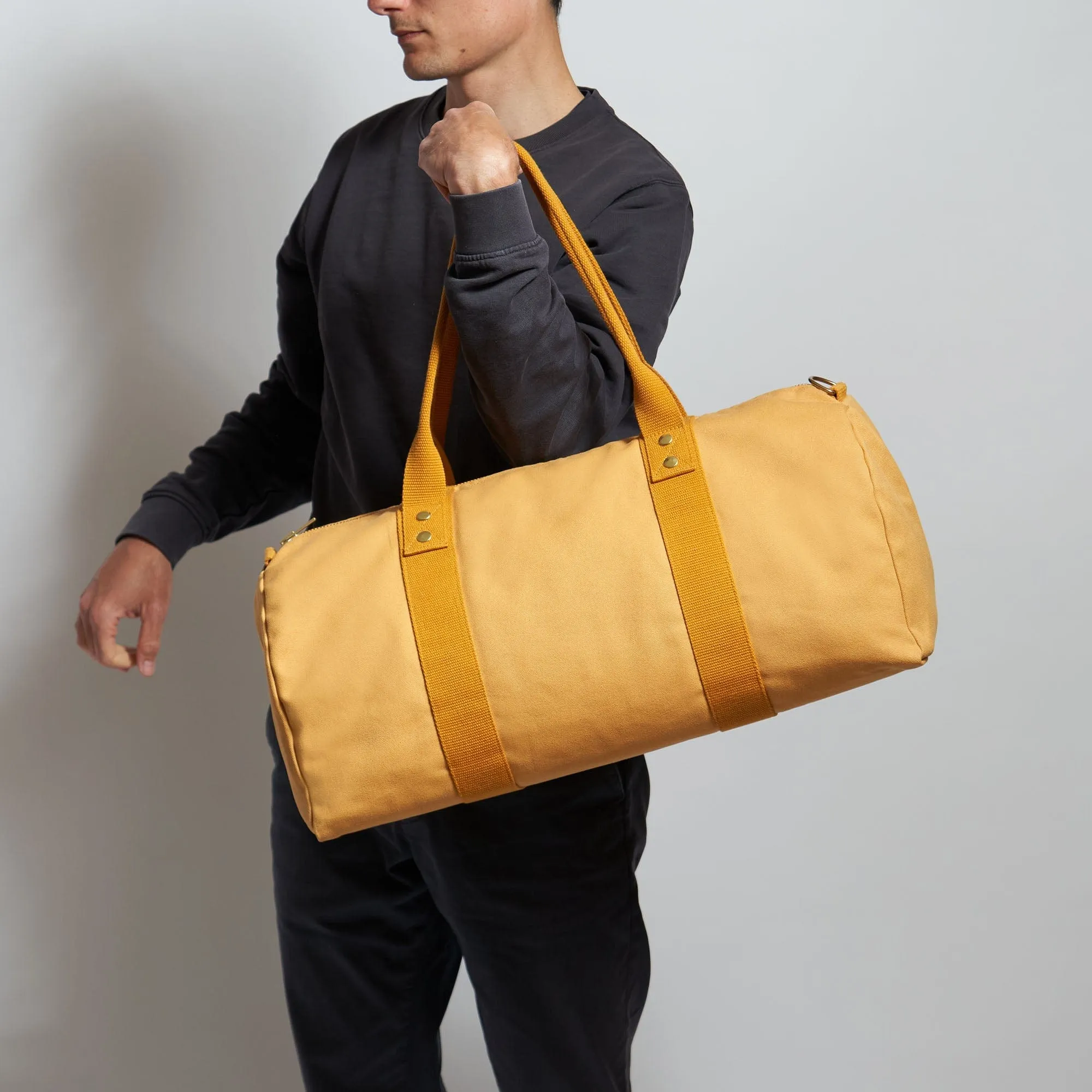 Natural Cotton Canvas Vegan Weekender | Mustard Yellow