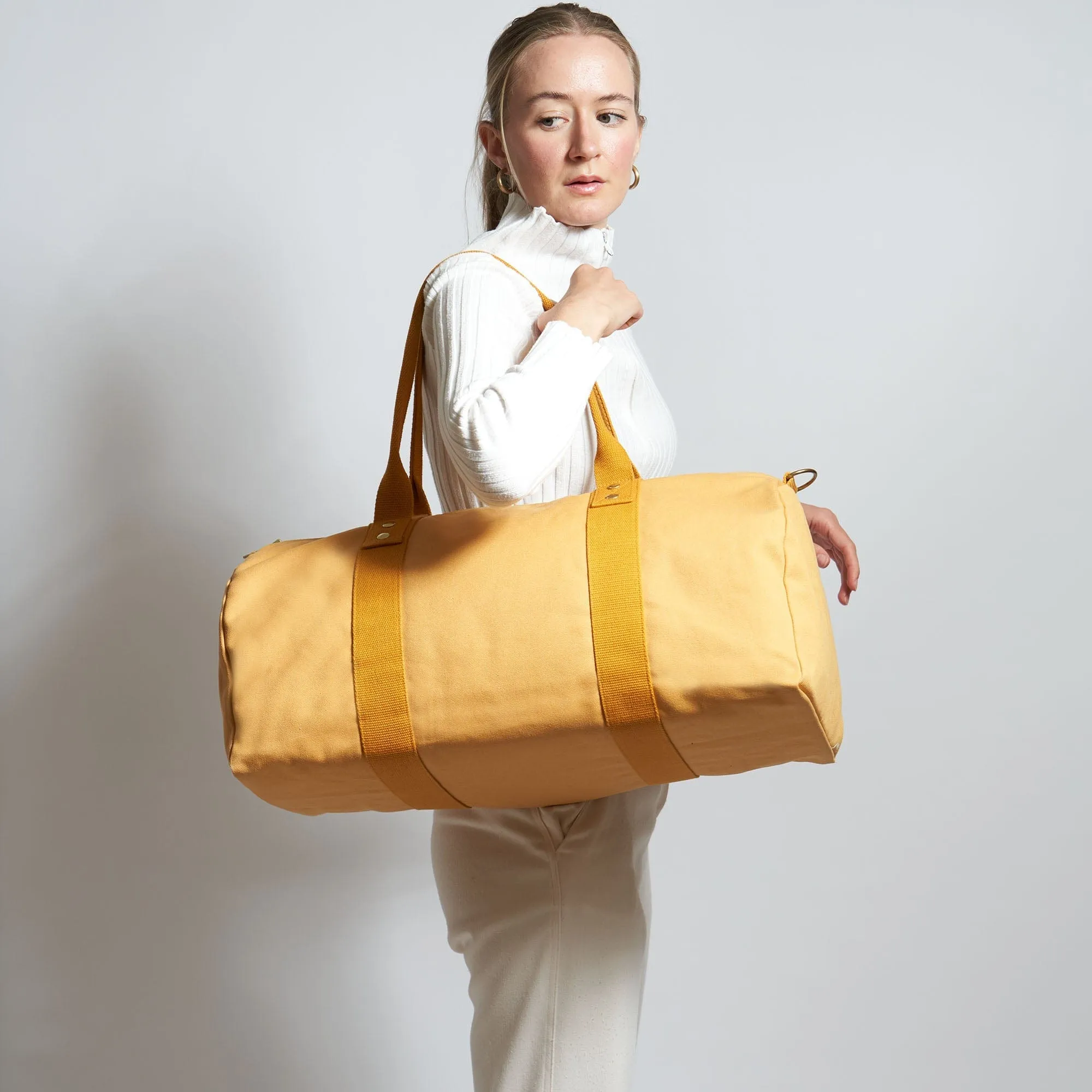 Natural Cotton Canvas Vegan Weekender | Mustard Yellow
