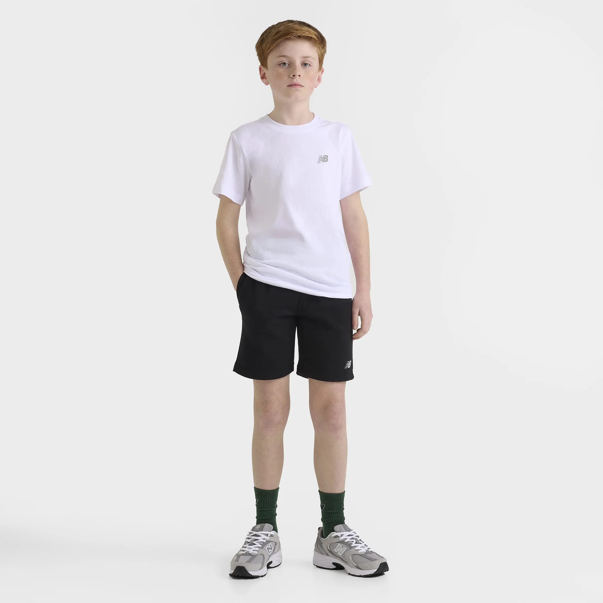 New Balance Junior Boys' Small Logo Shorts / Black