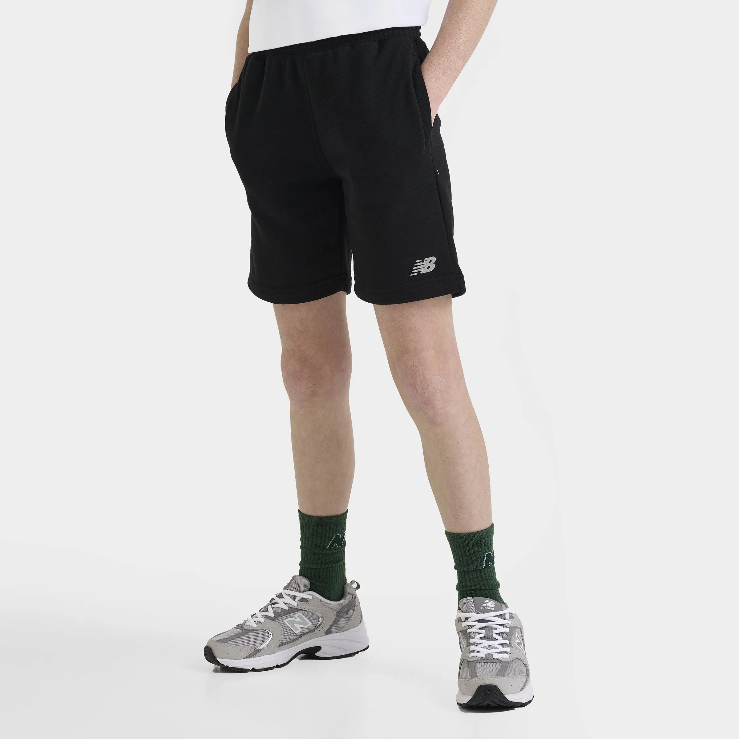 New Balance Junior Boys' Small Logo Shorts / Black