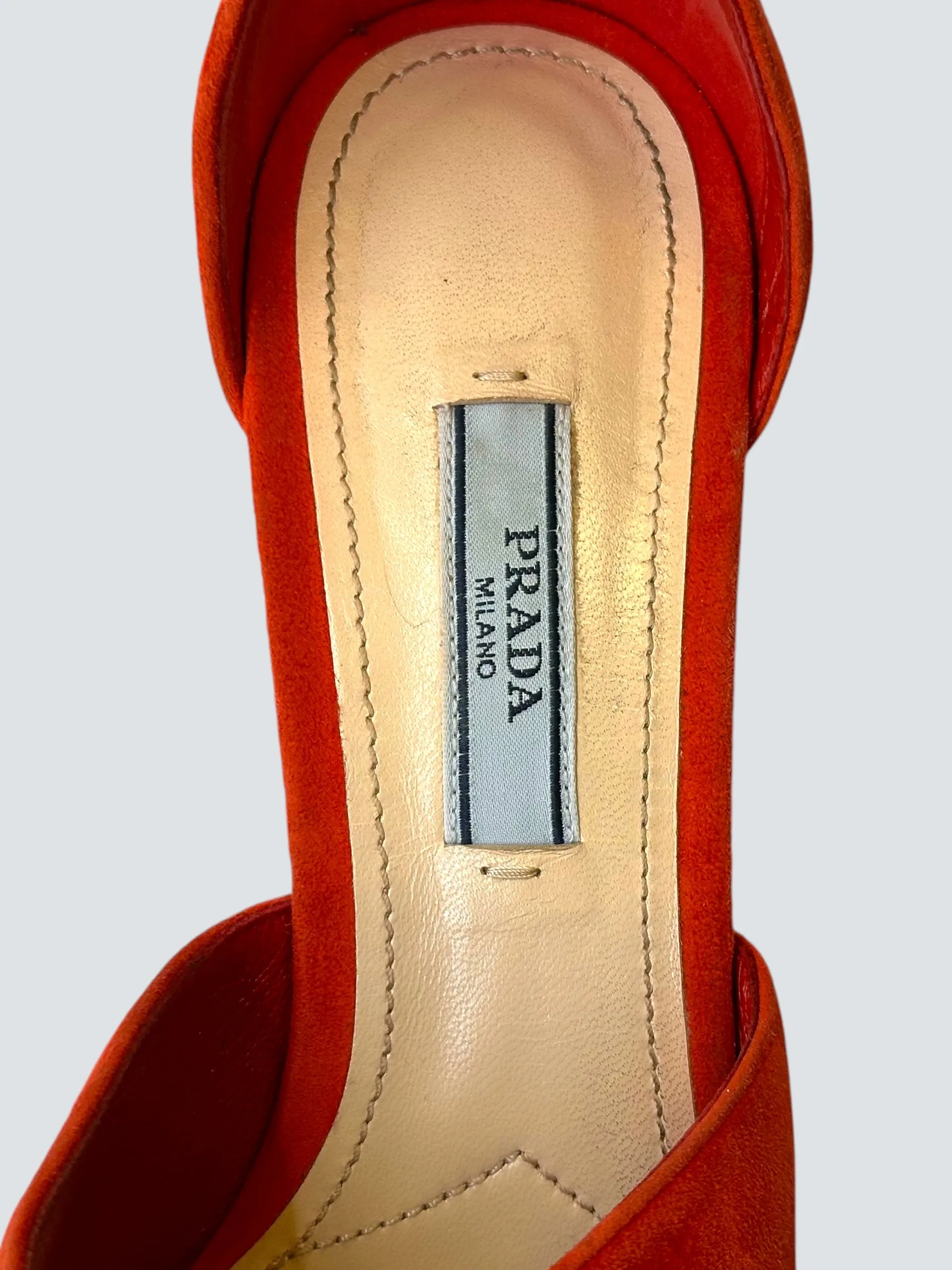 Prada Orange/Red Suede Shoes