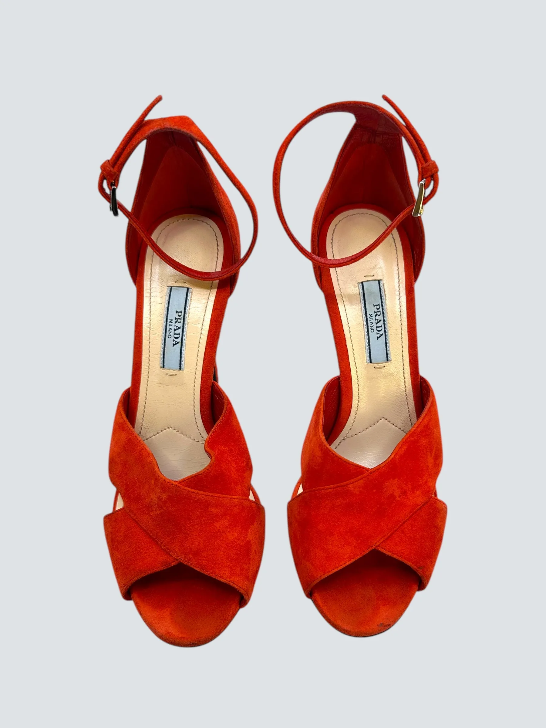 Prada Orange/Red Suede Shoes