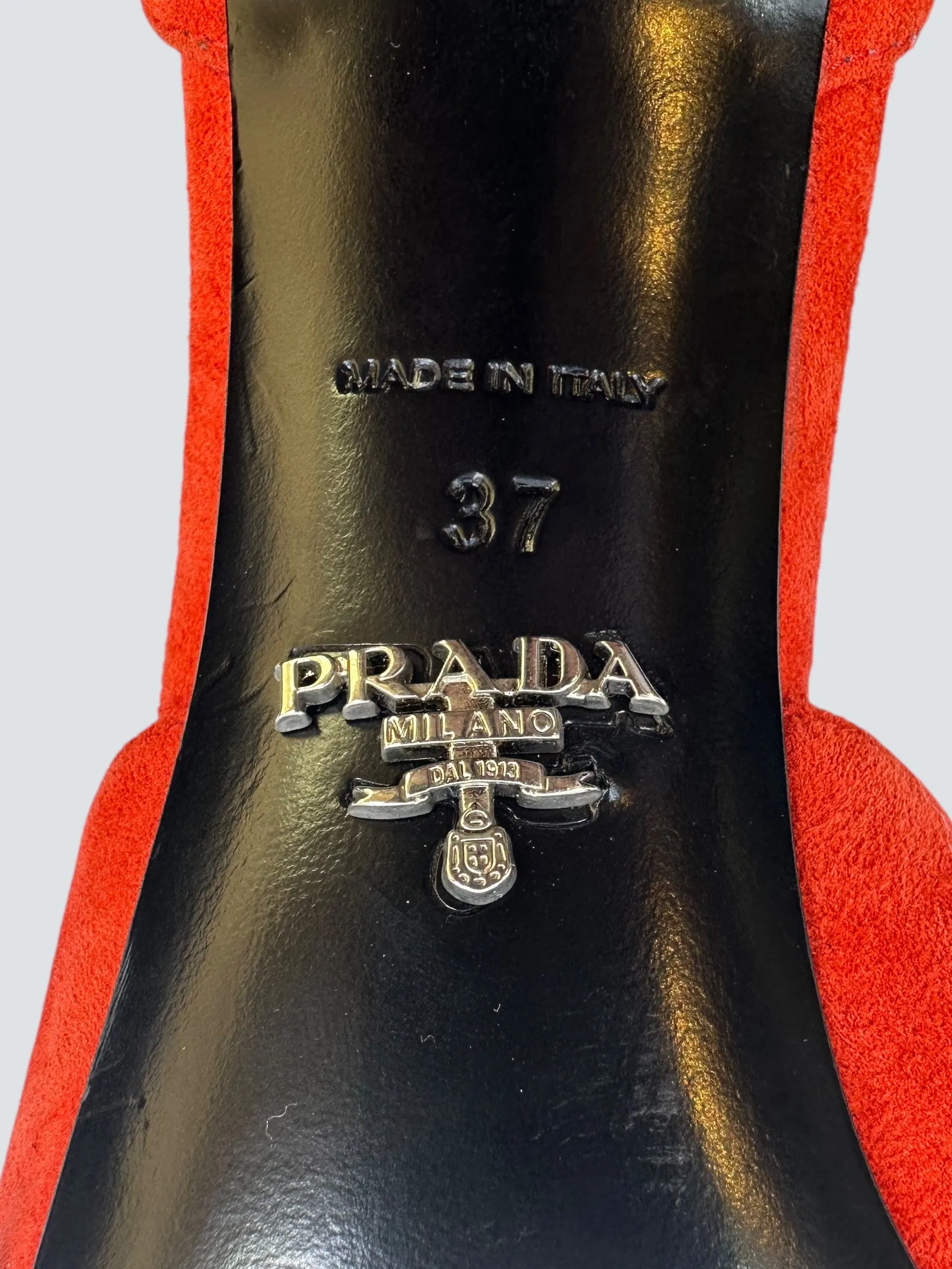 Prada Orange/Red Suede Shoes