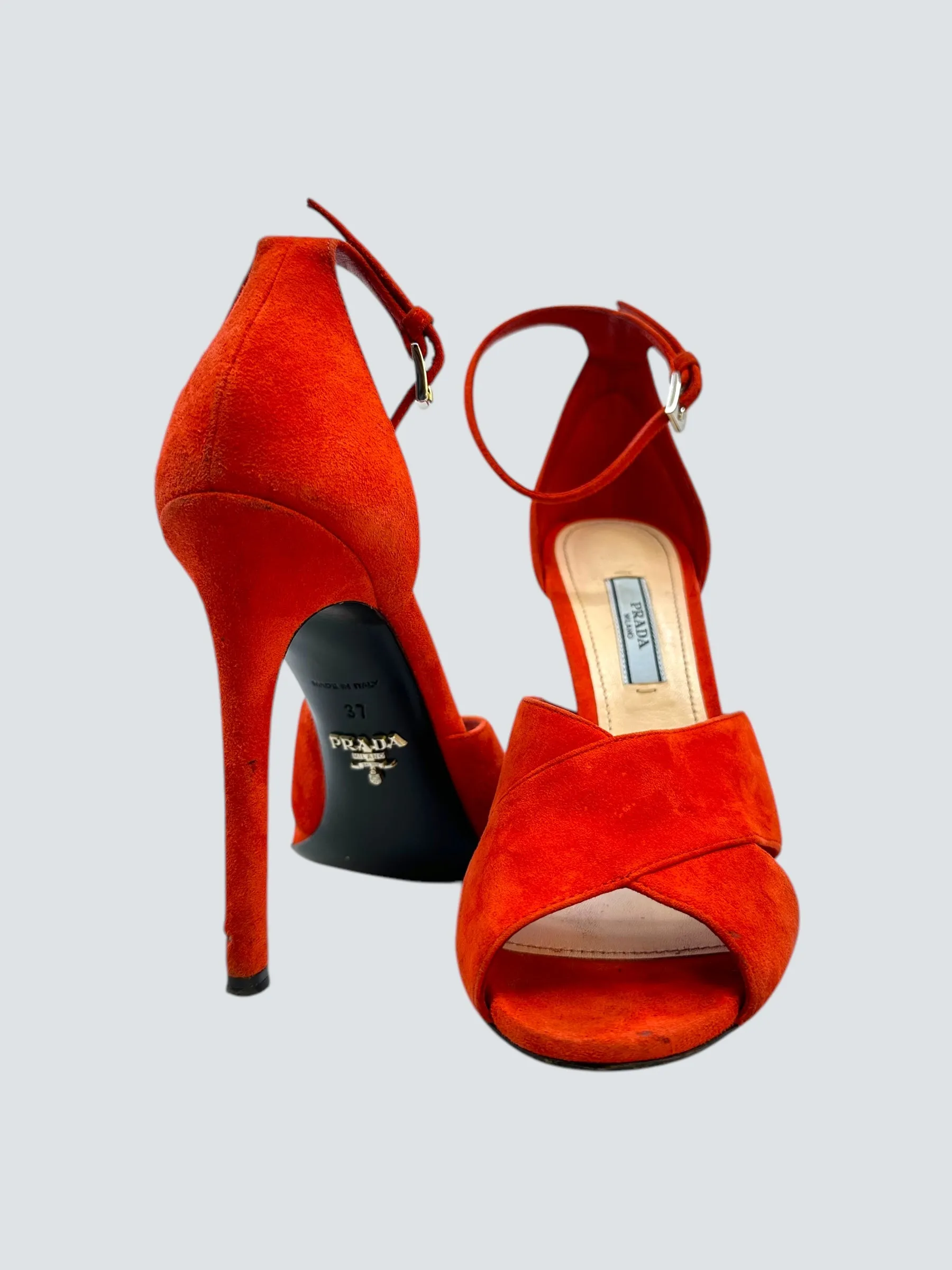 Prada Orange/Red Suede Shoes