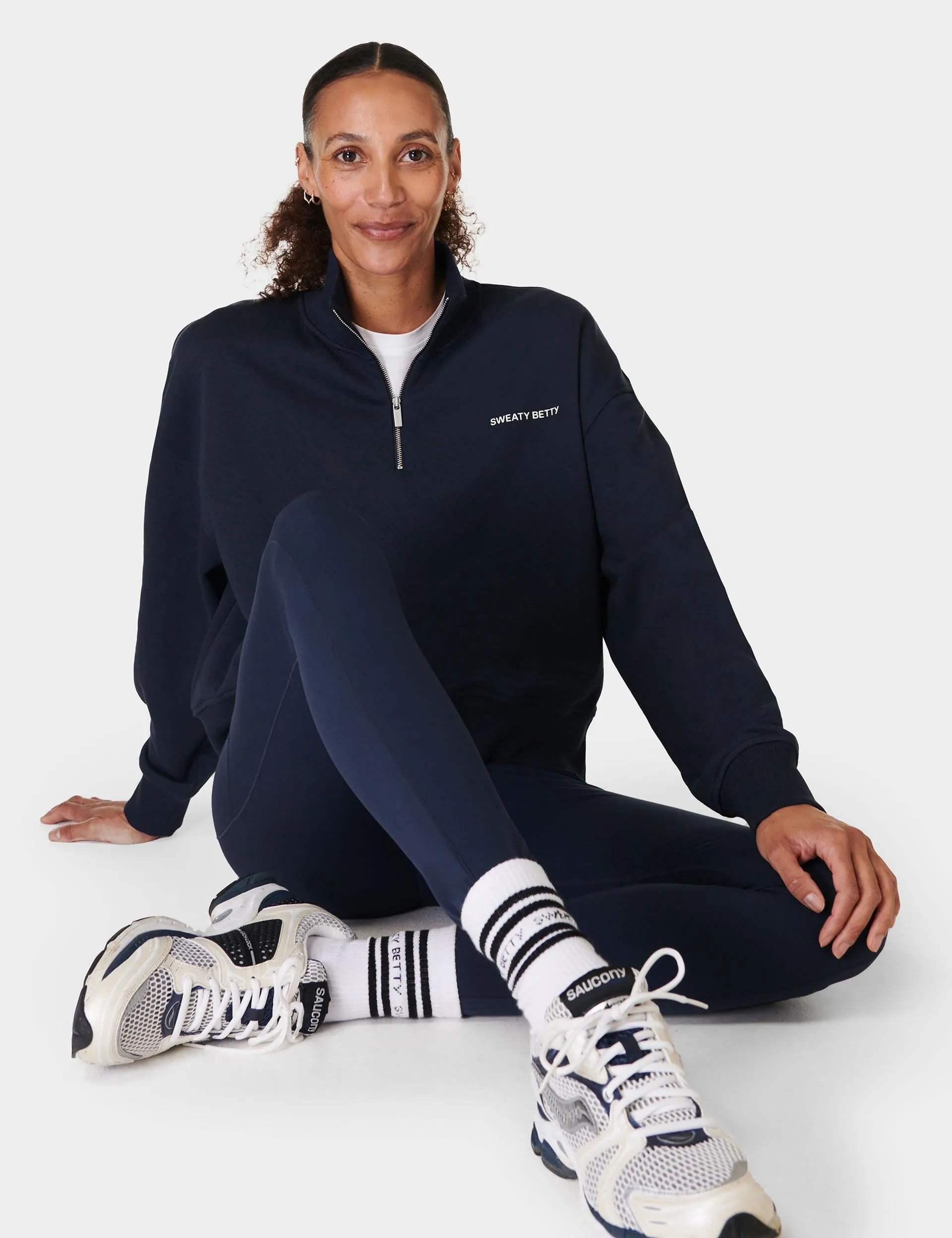 Revive Crop Half Zip - Navy Blue