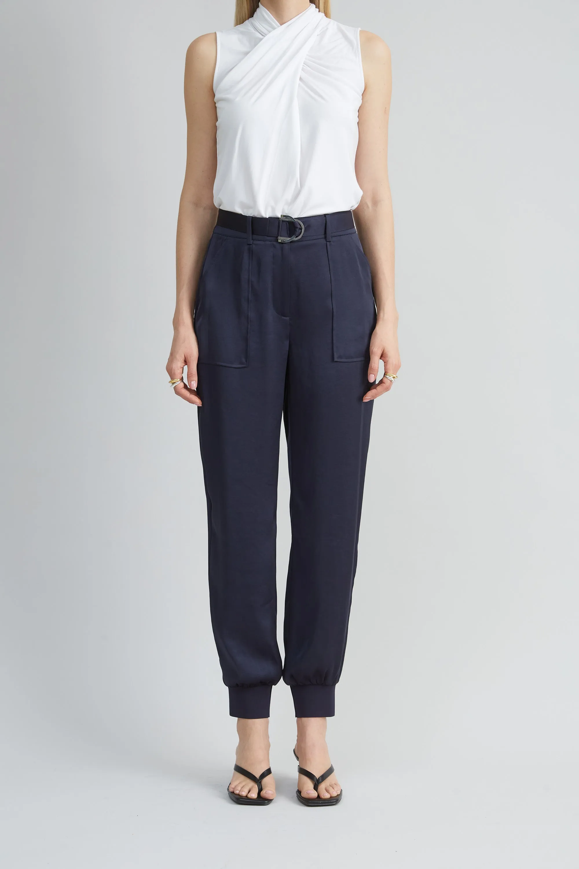 Satin Belted Cargo Pant