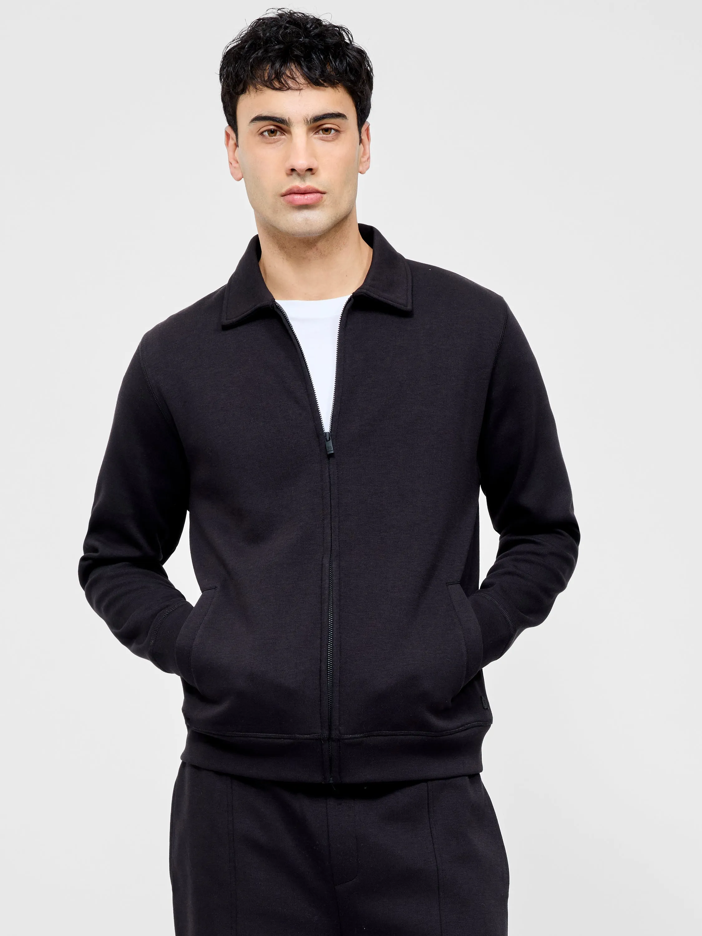 Stretch Collared Zip Through Sweatshirt
