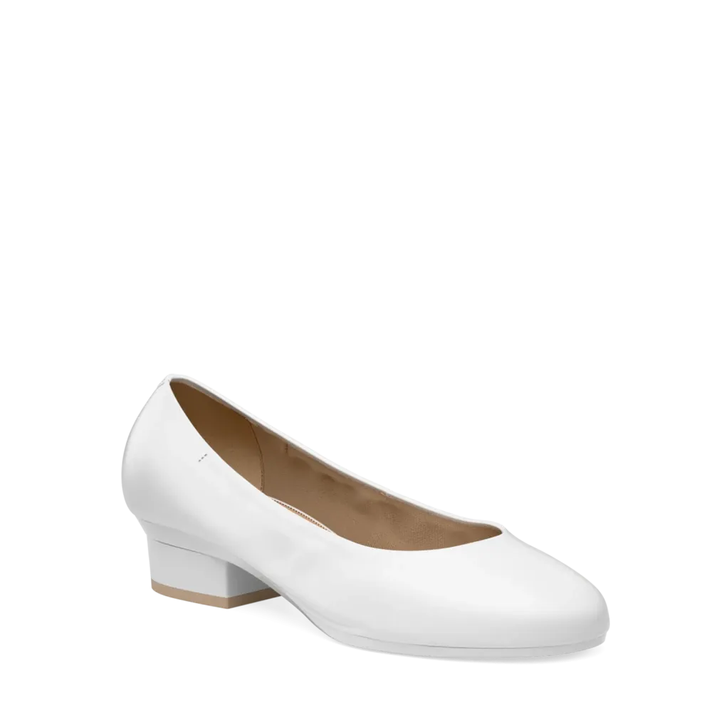 The Ballet Pump - White Leather 3 Stiletto