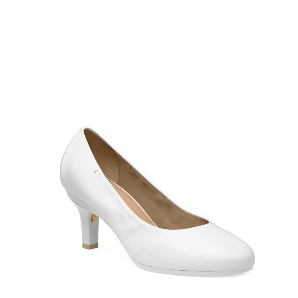 The Ballet Pump - White Leather 3 Stiletto