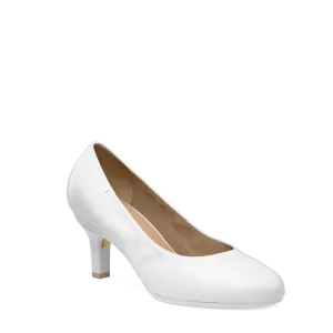 The Ballet Pump - White Leather 3 Stiletto