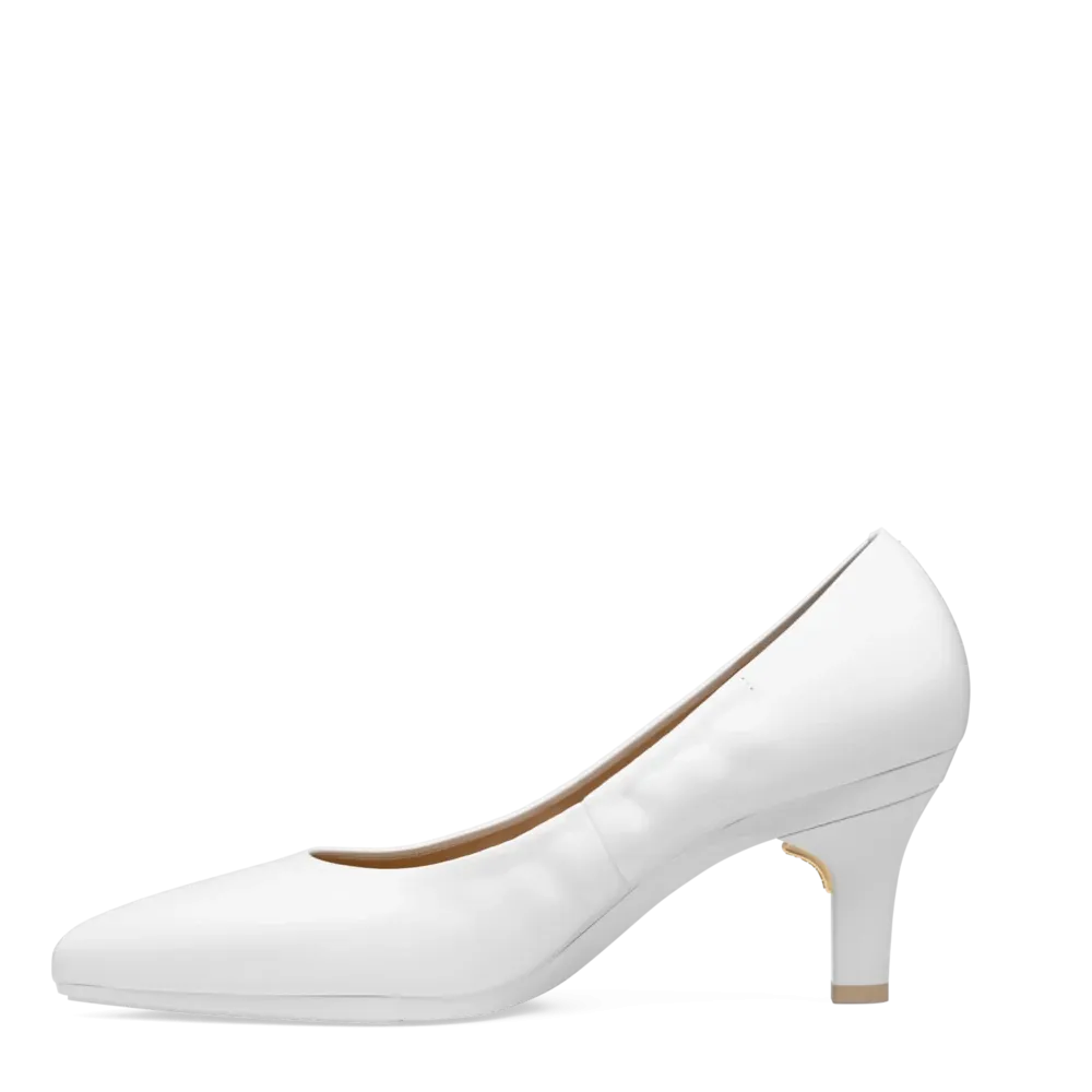 The Pump - White Leather 3 Stiletto