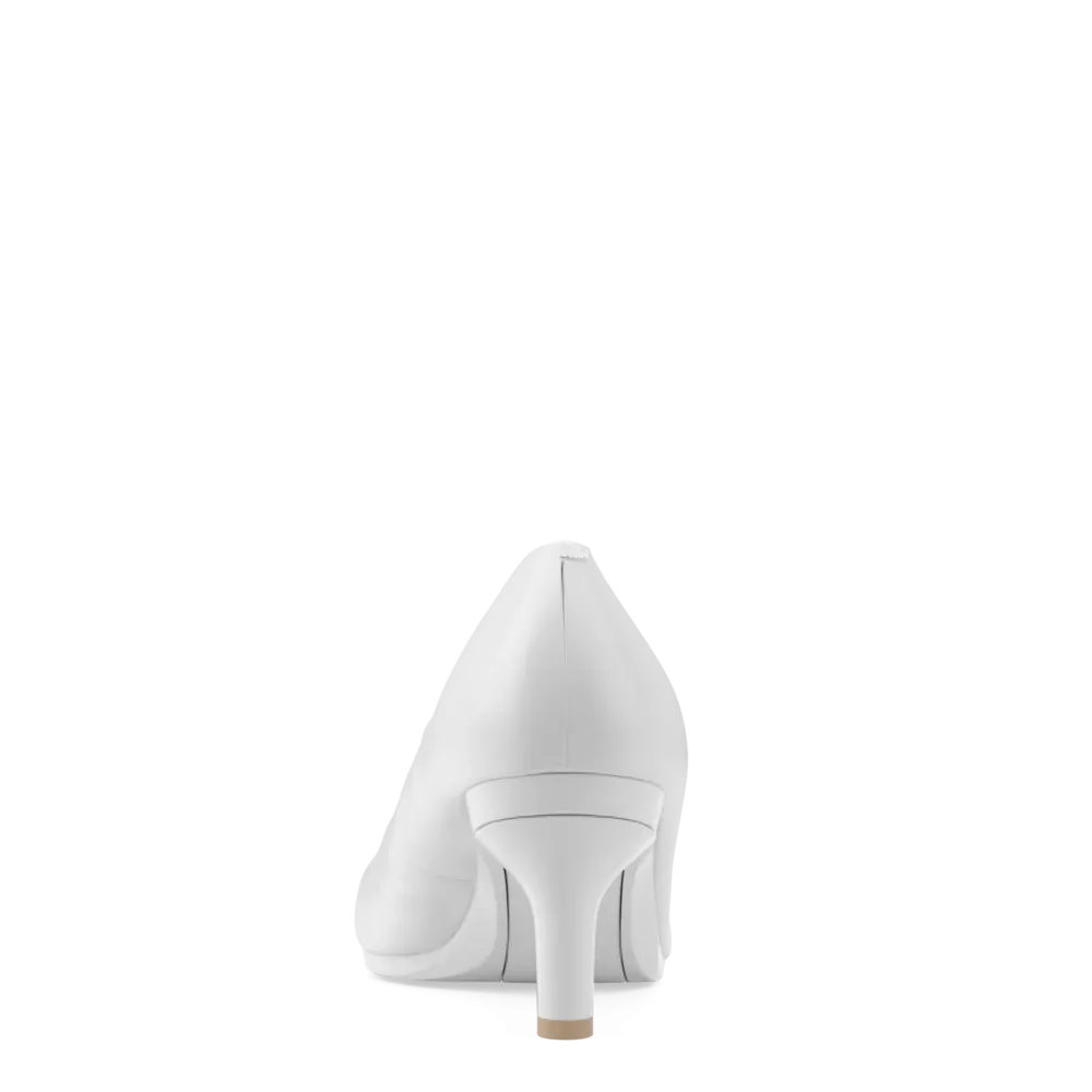 The Pump - White Leather 3 Stiletto