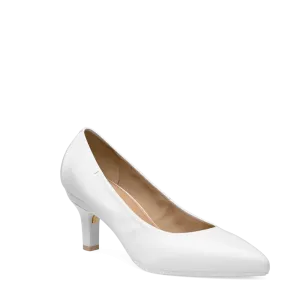 The Pump - White Leather 3 Stiletto