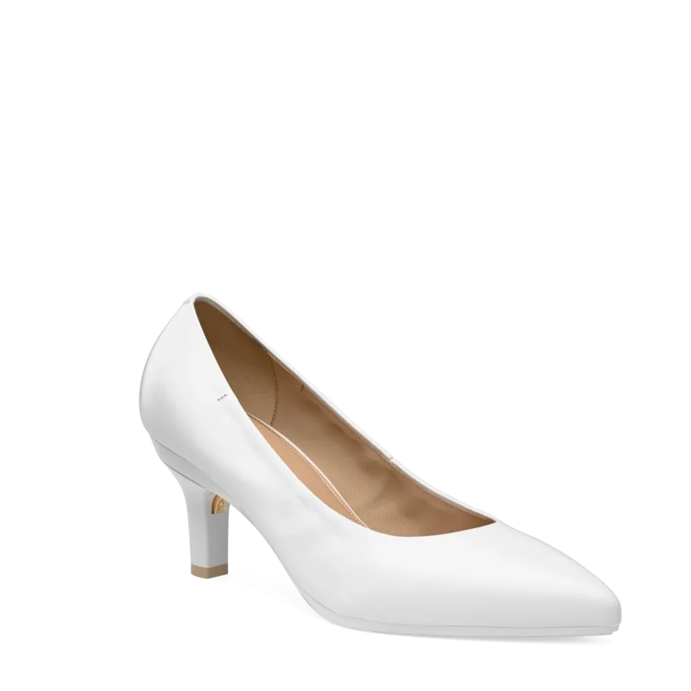 The Pump - White Leather 3 Stiletto