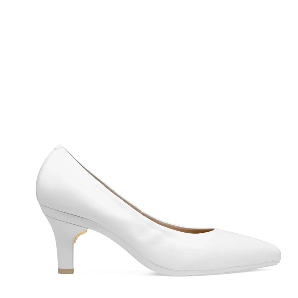 The Pump - White Leather 3 Stiletto