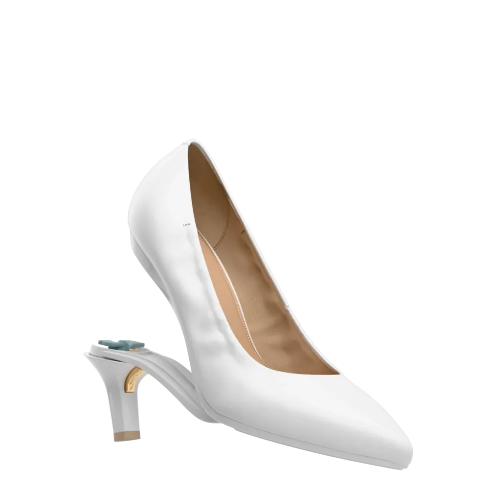 The Pump - White Leather 3 Stiletto