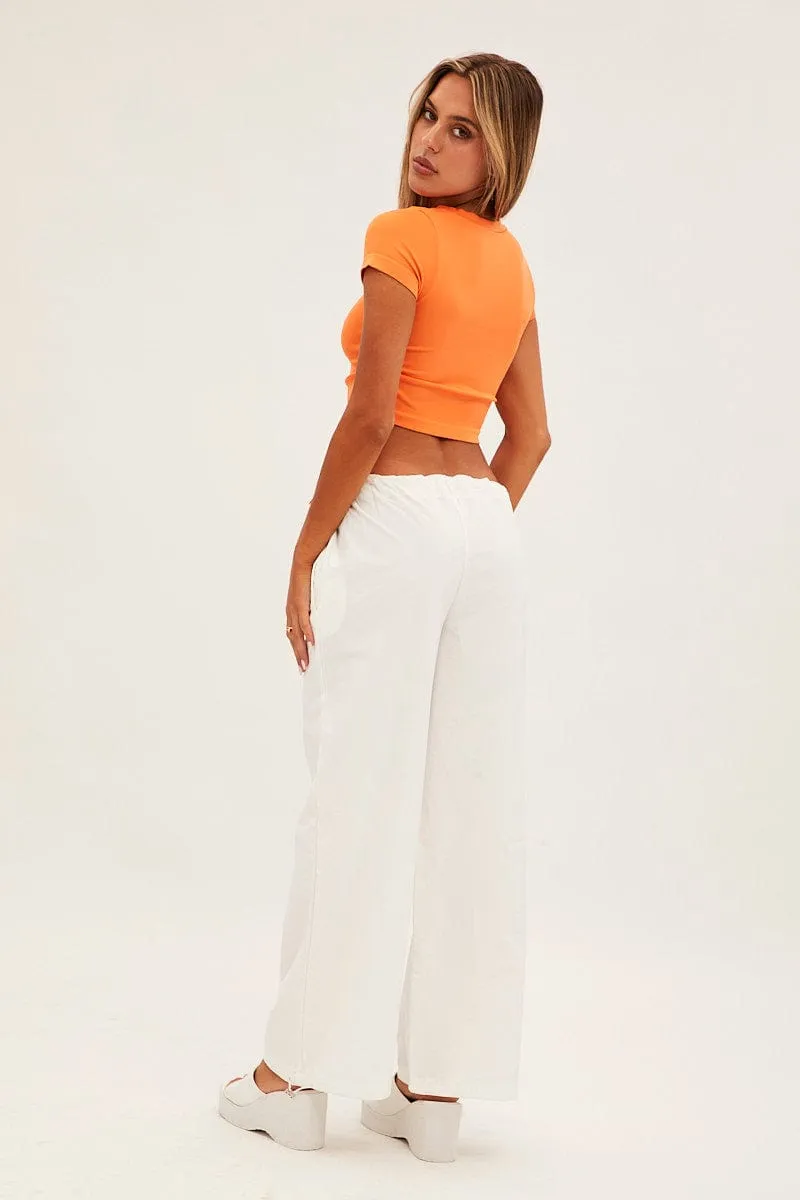 White Cargo Parachute Pants
